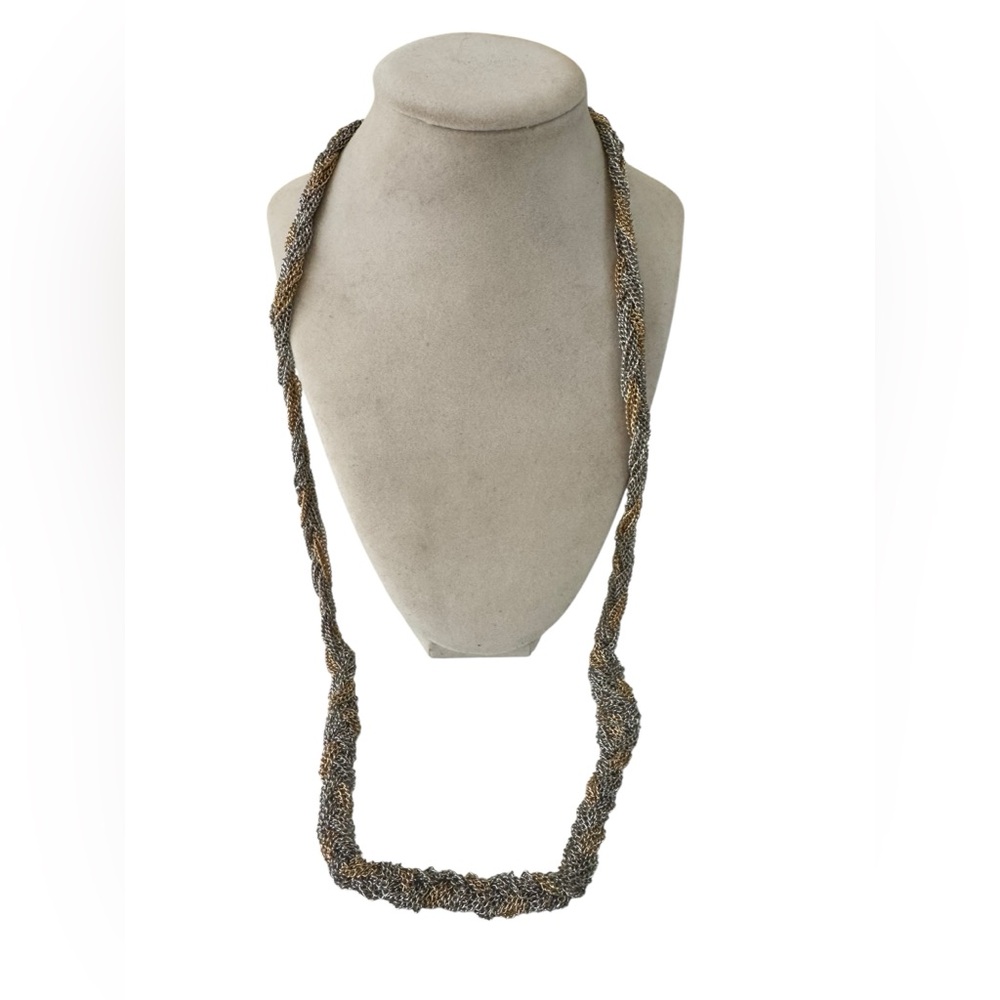 Jules C Gold and Silver Braided Multi Strand Necklace Quiet Luxury Y2K Vintage